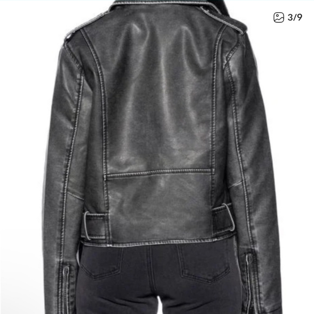 Akira Stylish Gray Faux Leather Jacket_Large - Picture 2 of 10